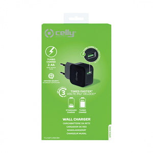 Celly Steckerladegerät Turbo 1 USB-Anschluss 2,4A