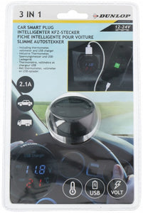 Dunlop 3-In-1 Kfz-Ladegerät USB 12/24V - 2.1A  6 cm