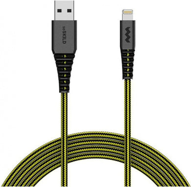 Soskild Ladekabel USB-A/Beleuchtung 1,5 m Nylon Schwarz/Gelb