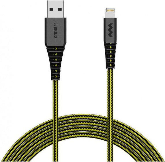 Soskild Ladekabel USB-A/Beleuchtung 1,5 m Nylon Schwarz/Gelb