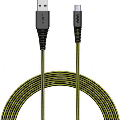 Soskild Ladekabel USB-C 1,5 m Nylon Schwarz/Gelb