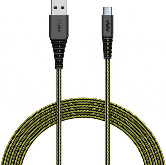 Soskild Ladekabel USB-C 1,5 m Nylon Schwarz/Gelb
