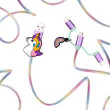 Laden Sie das Bild in den Galerie-Viewer, Swipe 3-In-1-Ladekabel Einhorn 6,3 cm Violett