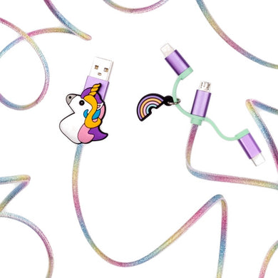 Swipe 3-In-1-Ladekabel Einhorn 6,3 cm Violett
