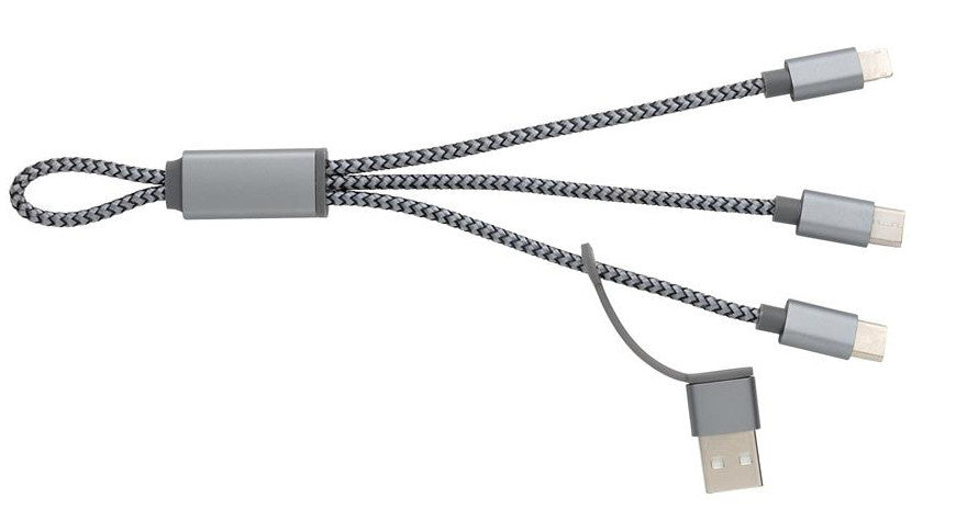 XD Collection Ladekabel 4 in 1 20cm Aluminium Weiß/Grau