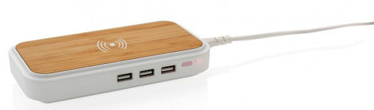 XD Collection Ladegerät kabellos mit 3 USB-Anschlüssen Bambus Natur